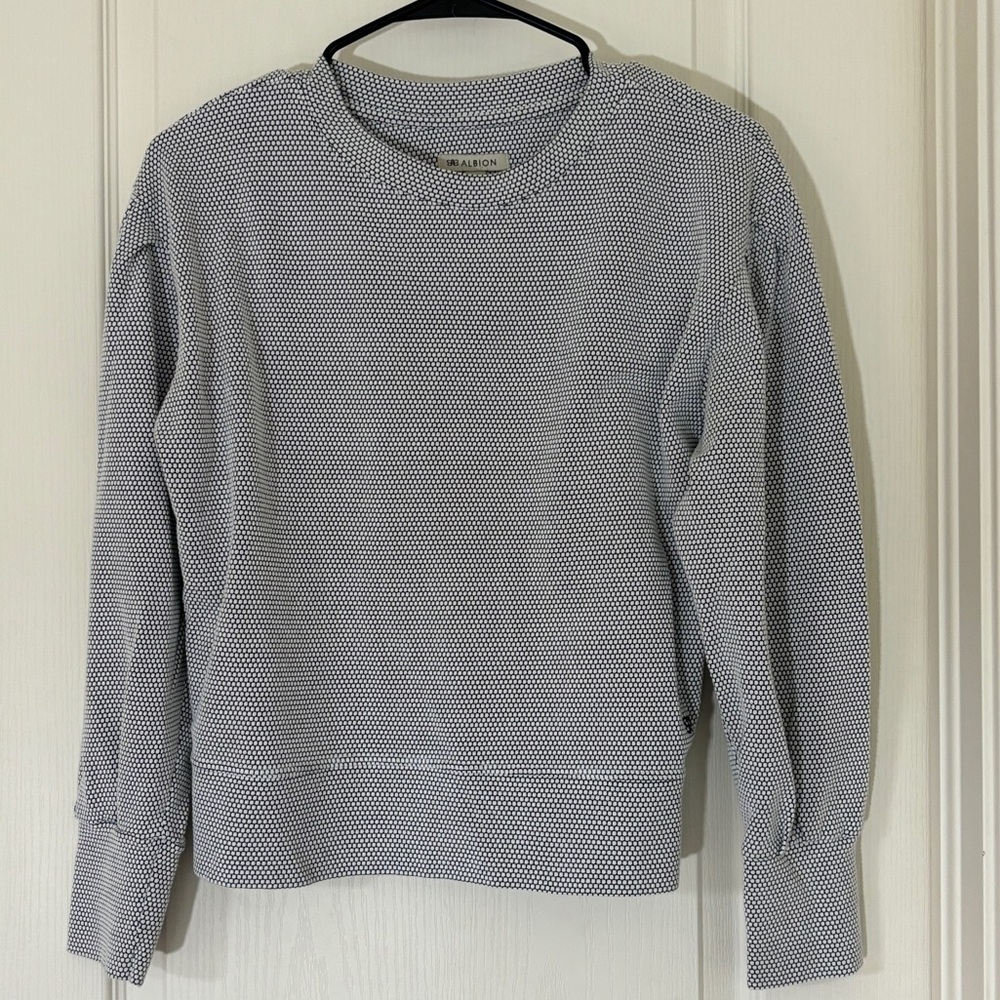 Albion Textured Black and White Crew Neck Sweater
